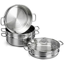 Korkmaz Perla A1524 – 18/10 28x10sm/6lt + 28x7sm/4lt Paslanmayan Polad Buxarlı Mantı Qazanı