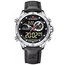NaviForce NF9208 Black Silver – Luminisens işıqlanan əqrəblər və markerlər ilə qol saatı