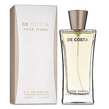 Fragrance World De Costa Pour Femme qadınlar üçün ətir suyu 100 ml – bergamot, yaşıl alma, frezya və istiot üst notları; heliotrop, jasmin və qızılgül ürək notları; sidr, dəri, labdanum, buxur və müşk