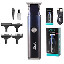 VGR V-986 saçqırxan – 1200 mAh batareya, 150 dəqiqə işləmə, 2 saata Type-C sürətli şarj, LED displey, 3 bərabərləşdirici daraq (1/2/3 mm), universal saç və saqqal üçün trimmer