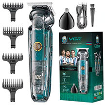 VGR V-949 saçqırxan trimmer – 1200 mAh akkumulyator, 2,5 saata şarj, 120 dəqiqə işləmə, paslanmayan polad bıçaq, simli və simsiz istifadə, universal başlıqlar, saqqal, bığ, burun və qulaq üçün uyğundu