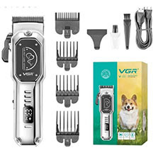 VGR V-201 – keramika və paslanmayan polad bıçaq, turbo rejim, 2000 mAh batareya, 200 dəqiqə işləmə, LED displey, 4 daraq başlıq, 3 saata USB şarj, it və pişiklər üçün tük kəsən maşın