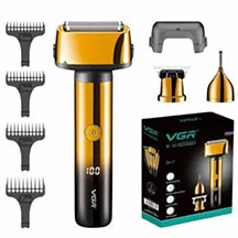 VGR V-367 üzqırxan – 3 başlıq (üz, saqqal, burun-qulaq), 600 mAh batareya, 90 dəqiqə işləmə, 1.5 saata şarj, LED göstərici, suya davamlı, çoxfunksiyalı kişi təraş aparatı