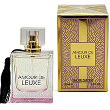 Fragrance World Amour De Leuxe qadınlar üçün ətir suyu 100 ml – bergamot və neroli üst notları, yasəmən, qızılgül və tuberoza ürək notları, müşk və səndəl ağacı baza; təravətli sitrus və zərif çiçək a