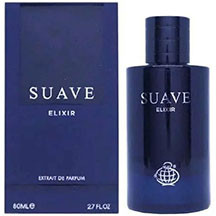 Fragrance World Suave Elixir kişilər üçün Extrait De Parfum 80 ml – mandarin və bergamot üst notları, ürəkdə Virginian sidr və sandal ağacı, əsasda isə vanil absolute; təravətli, odunsu və şirin akkor