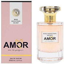 Fragrance World Rose Seduction Secret Amor qadın üçün ətir 100 ml – ardıc, mandarin, portağal çiçəyi, alma, ərik, jasmin, vanil və müşk notları ilə meyvəli-çiçək və şirin akkordlu qadın parfümü