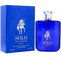 Fragrance World Solo Pour Homme Blue kişilər üçün ətir suyu 100 ml – yemiş, mandarin və xiyar üst notları, reyhan, adaçayı və geranium ürək notları, odunsu əsaslar, təravətli