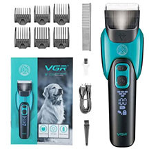 Heyvanlar üçün professional tük kəsən maşın VGR V-208 – paslanmayan polad və keramika bıçaq, güclü və səssiz motor, tənzimlənən başlıqlar, uzunmüddətli batareya, portativ və təhlükəsiz