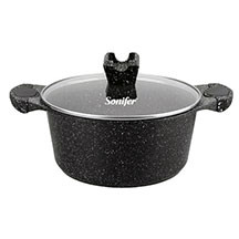 Sonifer SF-1176-24CM Qazan – Sağlam Bişirmə, Qranit Örtük və Şüşə Qapaq
