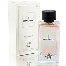 Fragrance World 3 L'Emperesse qadınlar üçün ətir suyu 100 ml – arbuza və kivi üst notları, ürəkdə çəhrayı siklamen və jasmin, baza notlarında müşk; təravətli, meyvəli və çiçək aroması, yüngül və zərif