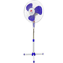 Ventilyator Changli Crown FS-1619 ağ/göy sərinkeş – 40 sm diametr, 40 Vt güc, 3 sürət rejimi, 130 sm tənzimlənən hündürlük, yellənən (osillyasiya) funksiyası, ağ və göy plastik korpus, 220V şəbəkə ilə
