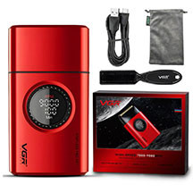 VGR V-377 üzqırxan – ikiqat folqa bıçaq, 21 sürət rejimi (7000–9000 rpm), tam metal korpus, 1400 mAh batareya, 100 dəqiqə işləmə, 2 saata sürətli şarj, LED displey, portativ və peşəkar təraş üçün idea