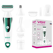 VGR V-720 qadınlar üçün trimmer və epilyator – 5 başlıq (epilyasiya, ülgüc, burun, qaş, masaj), yuyula bilən, quru və nəm istifadə, portativ və çoxfunksiyalı cihaz